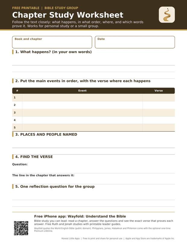 Bible Study Chapter Worksheet printable preview