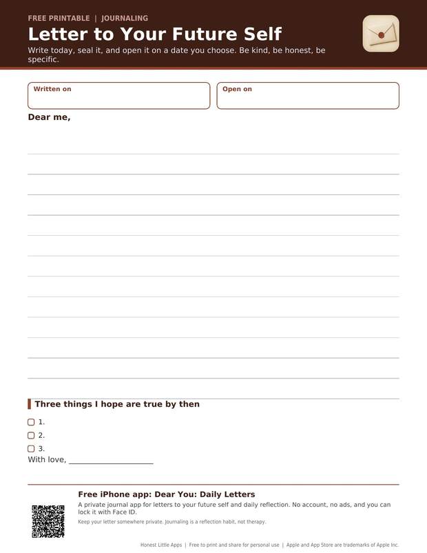 Letter to Your Future Self Template printable preview
