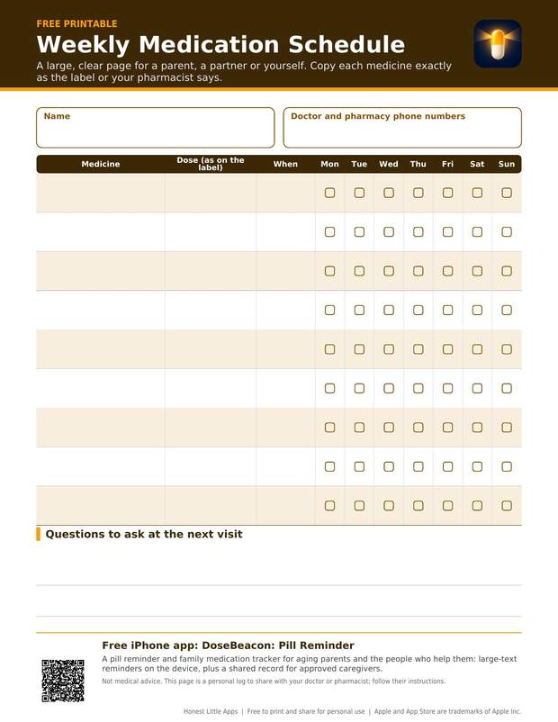 Weekly Medication Schedule printable preview
