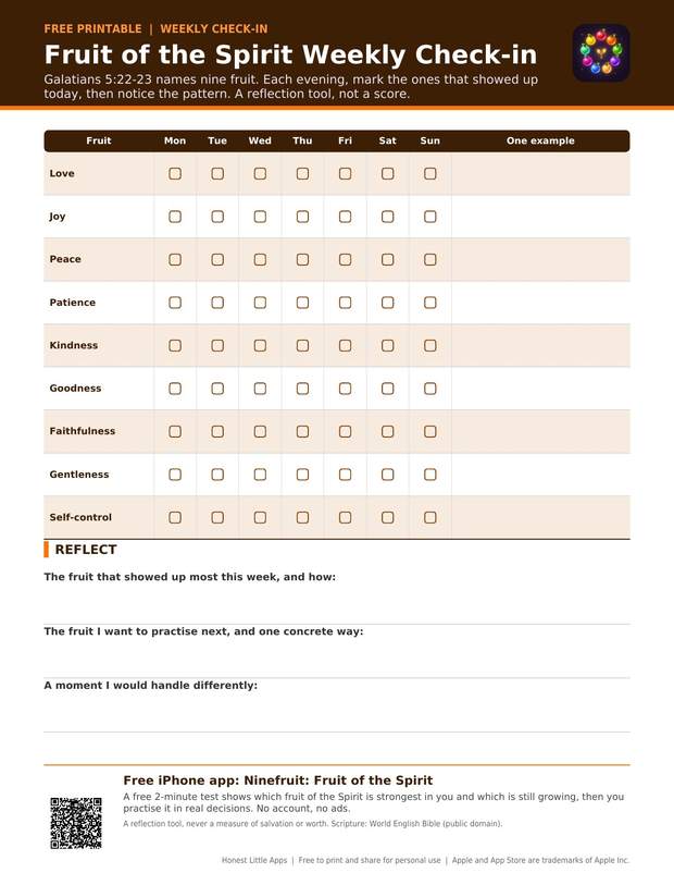 Fruit of the Spirit Weekly Check-in printable preview
