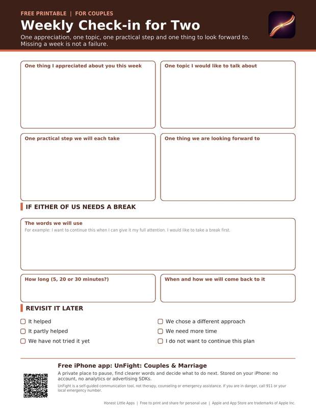 Weekly Couples Check-in printable preview